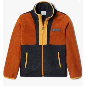 Columbia Back Bowl Full Zip Warm Copper Black Mango Fleece Jacket Youth Sz L-XL